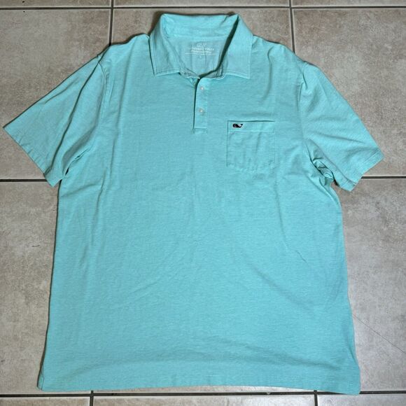 MINT Vineyard Vines Edgartown Men's L Polo Shirt Blue Short Sleeve Golf Stretch - Picture 2 of 6